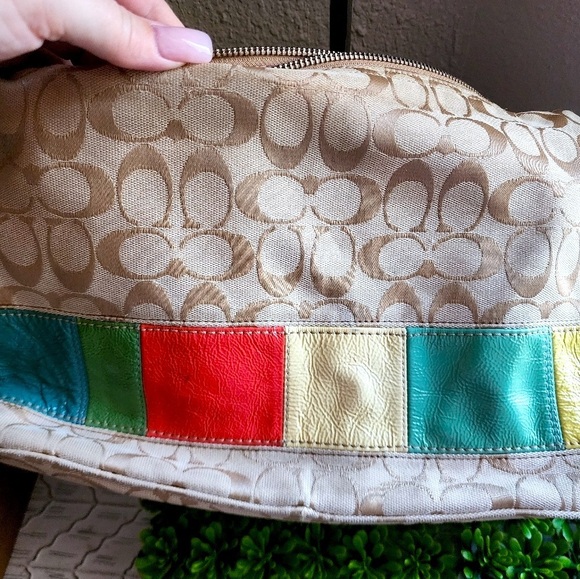 COACH Gallery Signature Hobo Multicolored Striped Shoulder Bag w/ COA, EUC - Picture 8 of 11